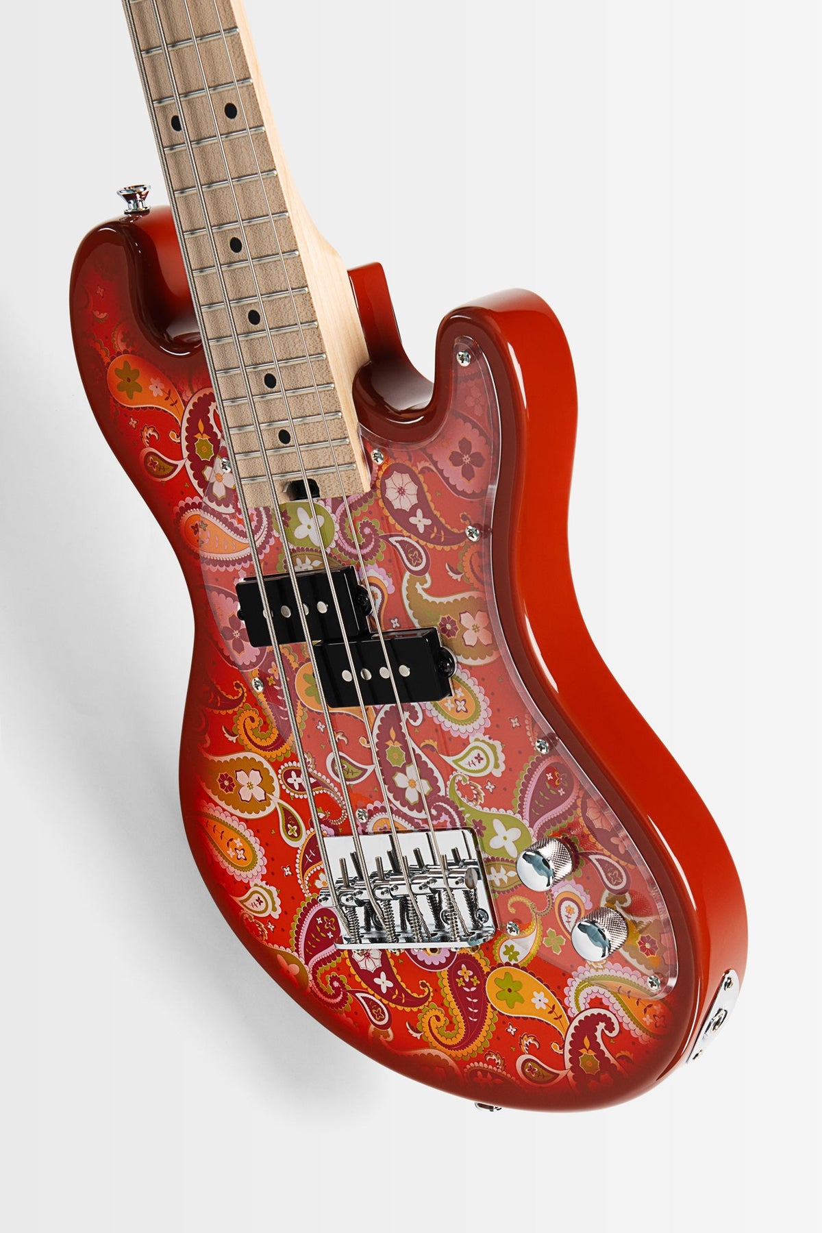 Kala UBASS-SB-P-ORB-FS Solid Body 4-String Paisley Orange Burst Fretted U•BASS® Bass Ukulele