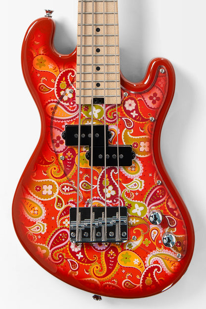 Kala UBASS-SB-P-ORB-FS Solid Body 4-String Paisley Orange Burst Fretted U•BASS® Bass Ukulele
