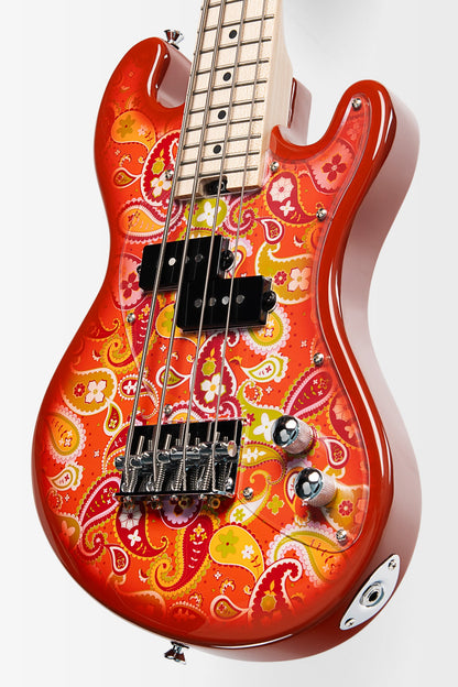 Kala UBASS-SB-P-ORB-FS Solid Body 4-String Paisley Orange Burst Fretted U•BASS® Bass Ukulele