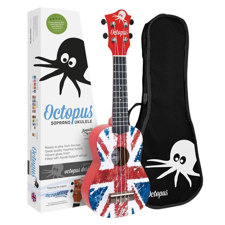 Octopus Flag Series Soprano Ukulele Union Jack Red