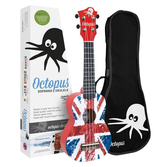 Octopus Flag Series Soprano Ukulele Union Jack Red