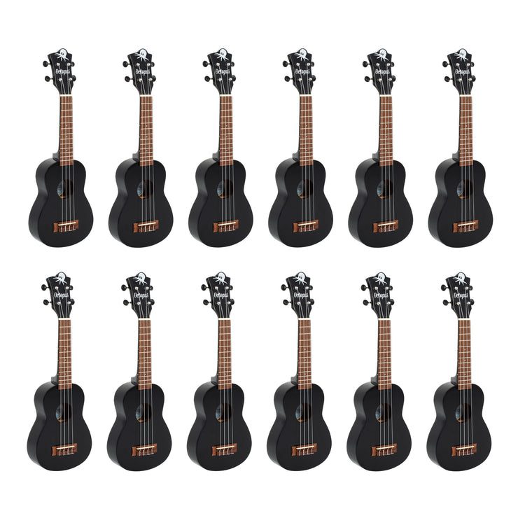 Octopus Academy Soprano Ukulele 12-pack ~ Black