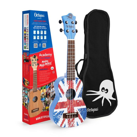 Octopus Academy graphic soprano ukulele - Union Jack Flag