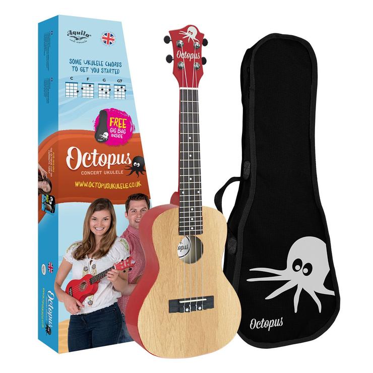 Octopus concert ukulele Yellow natural