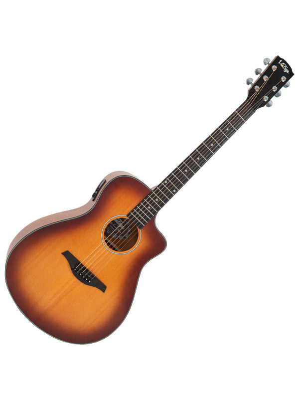Vintage VEC300CB Pacific Coast Electro-Acoustic ~ Cherry Burst Guitar