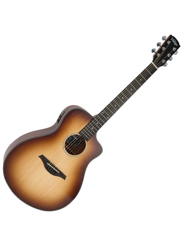 Vintage VEC300CA Pacific Coast Electro-Acoustic ~ Cappuchino Burst Guitar