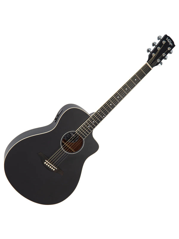Vintage VEC300MB Pacific Coast Electro-Acoustic ~ Midnite Black Guitar