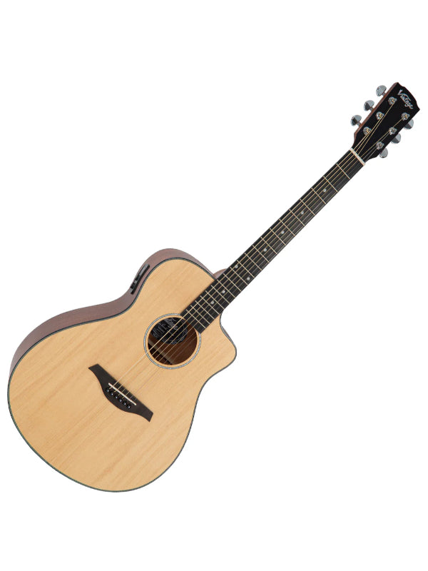 Vintage VEC300NS Pacific Coast Electro-Acoustic ~ Natural Spruce Guitar