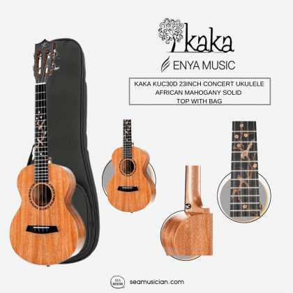 KAKA KUC30D 23INCH CONCERT UKULELE AFRICAN MAHOGANY SOLID TOP WITH BAG