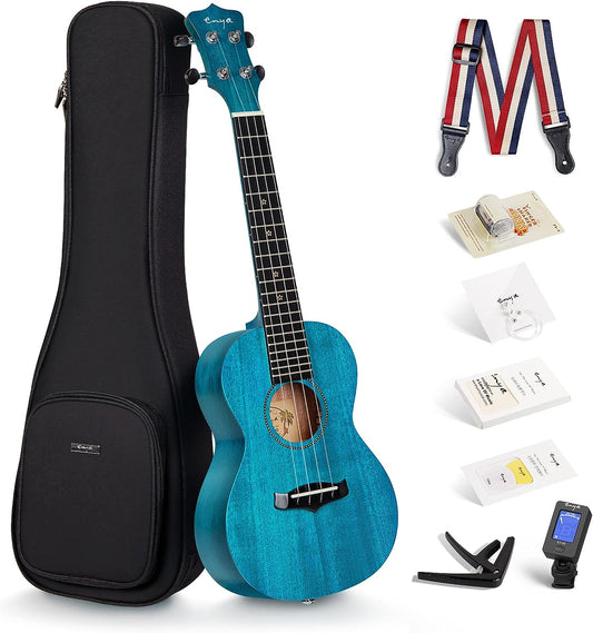 Enya EUC-25D Solid Top Concert Ukulele - Blue