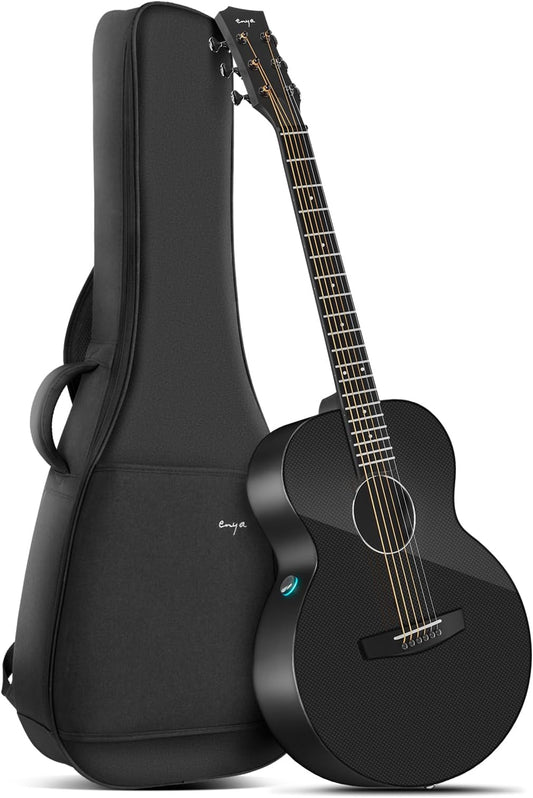 Enya Acoustic Electric Guitar Carbon Fiber X3 Pro Mini Travel Guitar Acoustic Plus 36” 3/4-Sized Guitar Bundle with Gig Bag, Instrument Cable & USB Type-C Charging Cable(X3 PRO MINI)