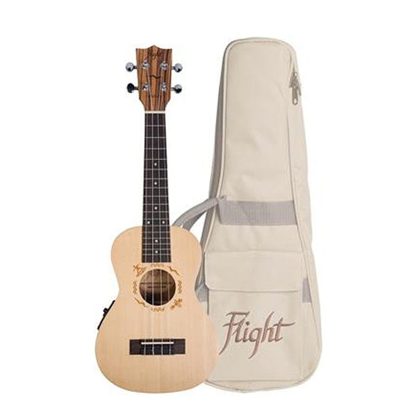 Flight DUC525CEQ Concert Electro Ukulele With Bag - Solid Top Zebra