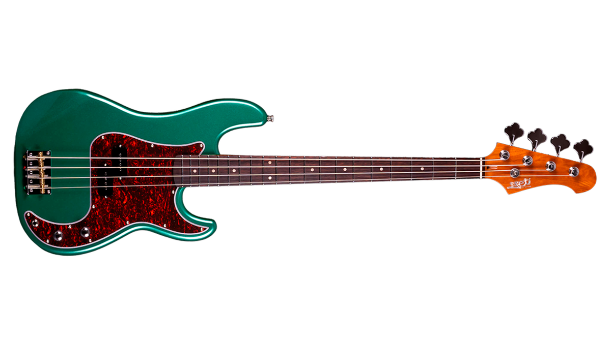 JET JPB300 Bass Guitar - Green - headstock and neck detail