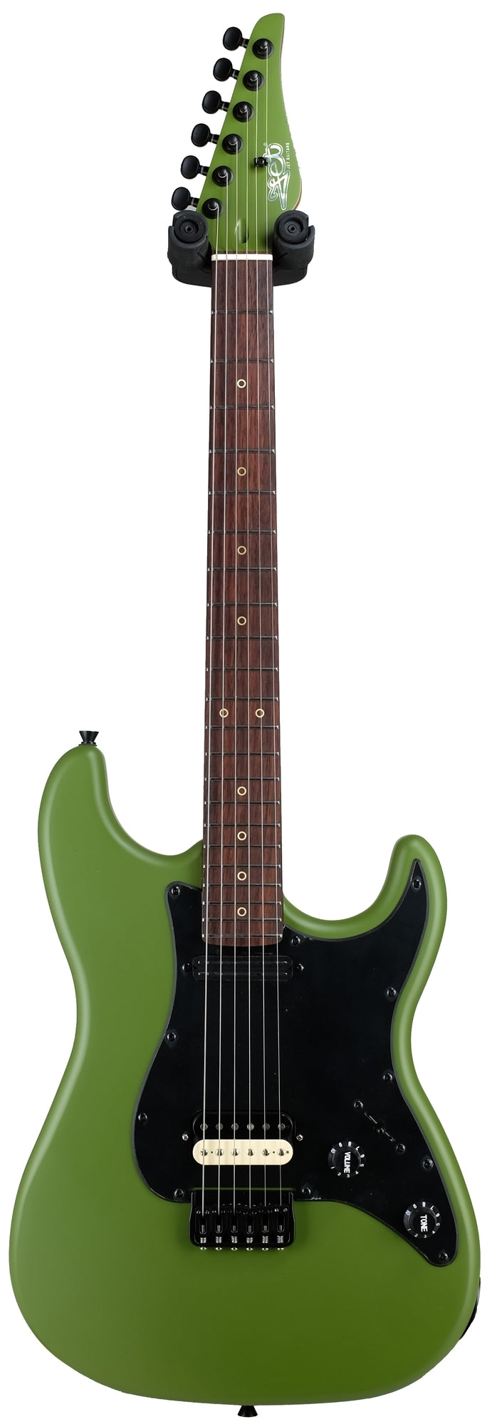 JET JS700 Electric Guitar - Green Satin Bareknuckle Limited Edition - headstock and neck detail