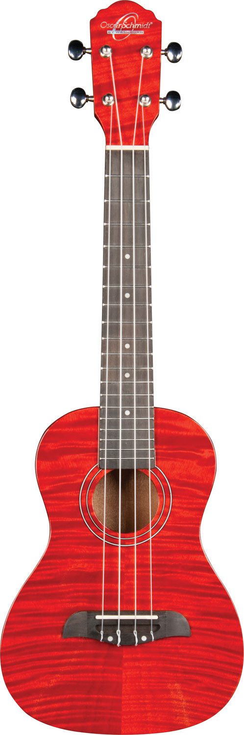 Oscar Schmidt OU2TFTBL-A-U Tenor Ukulele Flame Mahogany Transparent Red